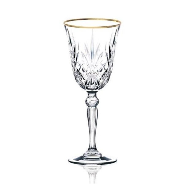 Lorenzo Import Lorenzo Import LG3005 Siena Collection Set of 4 Crystal Cordial Liquor Glass with gold band design by Lorren Home Trends LG3005